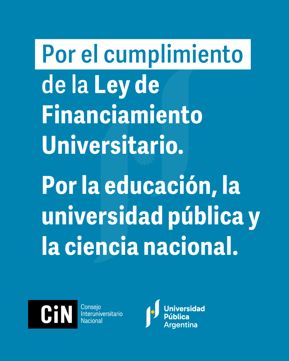Ya llevamos 200 días sin que se cumpla la Ley de Financiamiento Universitario aprobada por el Congreso de la Nación y por eso el martes nos movilizamos en todo el país.

🇦🇷 MARCHA FEDERAL UNIVERSITARIA
Por la educación, la universidad pública y la ciencia nacional