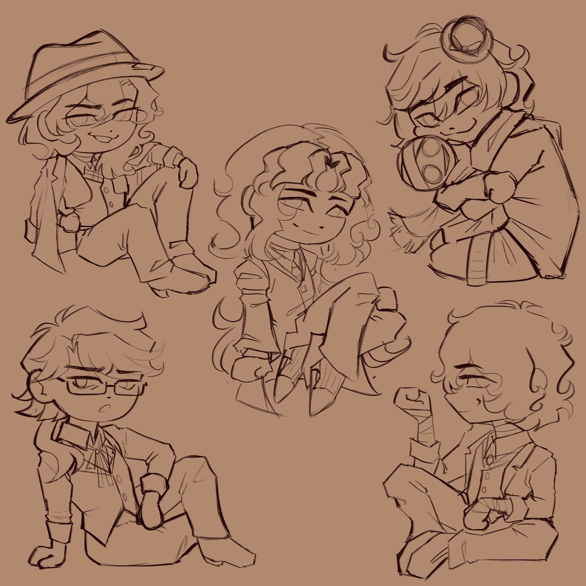 Cinnaminkk's tweet photo. Ill, but at least my wrist has healed... Bsd keychain sketches :3 https://t.co/KvLAPRRkXZ