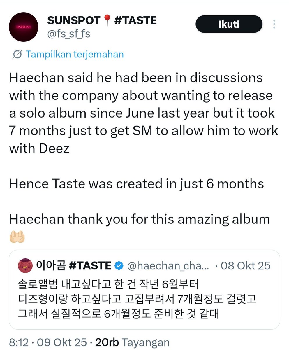 Haechan tanpa SM? Produser bisa mendapatkan lebih banyak kesempatan untuk bekerja dengan Haechan!!!
Ini adalah thread tentang para produser yang ingin membuat lagu dan album untuk Haechan tetapi ditolak oleh SM.

Pertama, Haechan's music father, Deez hyung. Perjalanan panjang