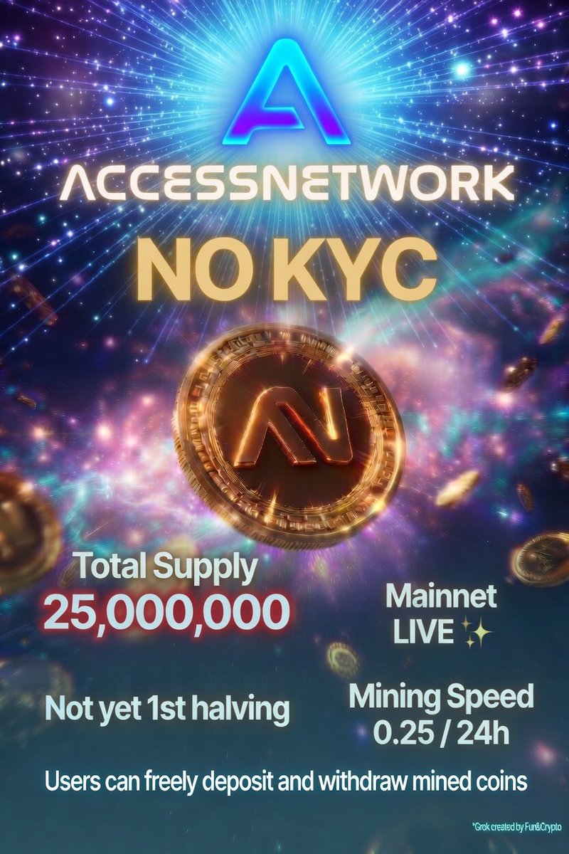 Omega_a1234's tweet photo. #AccessNetwork #newmining

✅️ Total Supply : 25,000,000
Now mined 31,500 $ACCESS
✅️ Mining speed : 0.25/24h
✅️ Not yet 1st halving
✅️ Current : 🔥Mainnet Live
🚫 No KYC 
🚫 No Testnet
🚫 No Fake accounts
✅️ Custom EVM chain, verified by Chainlist
✅️ Ultra-fast Block Time: Sub-3 second (approx. 3 seconds) block generation
✅️ Listing on CMC(CoinMarketCap) in Progress
✅️ ACCESS coins to MetaMask or Trust Wallet 
✅️ Official Account  👉@Access_Chain

===========================

Join link ⤵️ 

1️⃣ Direct https://t.co/Ib6hcPsHbe
invite code : 2JLVNJ

2️⃣ Google Play Store : https://t.co/PF4CCQhnPD…
invite code : 2JLVNJ

Please use the wallet address below to transfer point for task execution. Please send a minimum amount of 0.00002 point. 

⤵️⤵️⤵️
0x9917ed595995a8eadf84a929d8cfd4ad0d776972
