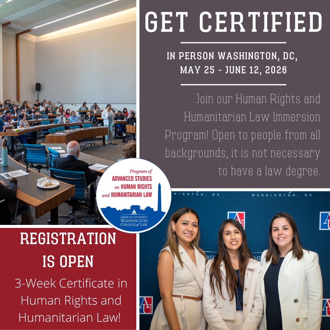 AdrySoul's tweet photo. 🏛️ Earn your Certificate in Human Rights &amp; IHL / Obtén tu Certificado en Derechos Humanos y DIH
📅 May 26–June 12, 2026 / 26 de mayo – 12 de junio, 2026
🌍 Learn with experts / Aprende con expertos
💰 Partial scholarships / Becas parciales

Aplica -Apply : https://t.co/CmKzNySrTG https://t.co/MbtwMoOEsS