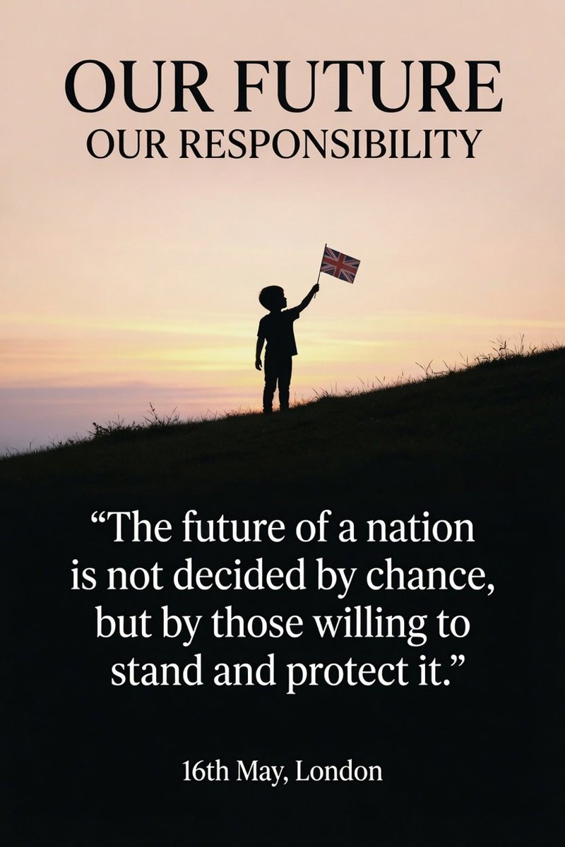 skbytes's tweet photo. @TRobinsonNewEra “One day our children will ask whether we protected Britain’s future when its identity, freedoms, and culture were under pressure.
Make sure the answer is yes."
16th May, London
#UniteTheKingdom #UTK #May16 #ForTheirFuture https://t.co/fvgUiTDLET