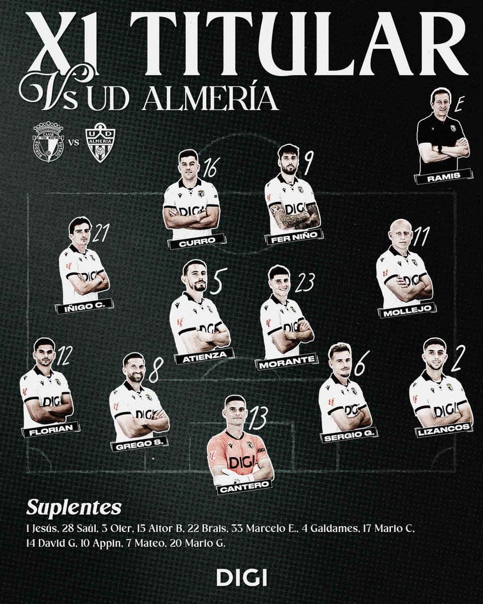 Burgos_CF's tweet photo. ⚪⚫ ¡Este es el 𝑿𝑰 𝑰𝑵𝑰𝑪𝑰𝑨𝑳 para medirnos al @U_D_Almeria! 1️⃣1️⃣

¡Vamos, BCF! 🔥

#BurgosCFAlmería
#BurgosCF https://t.co/F2QJVkofRR