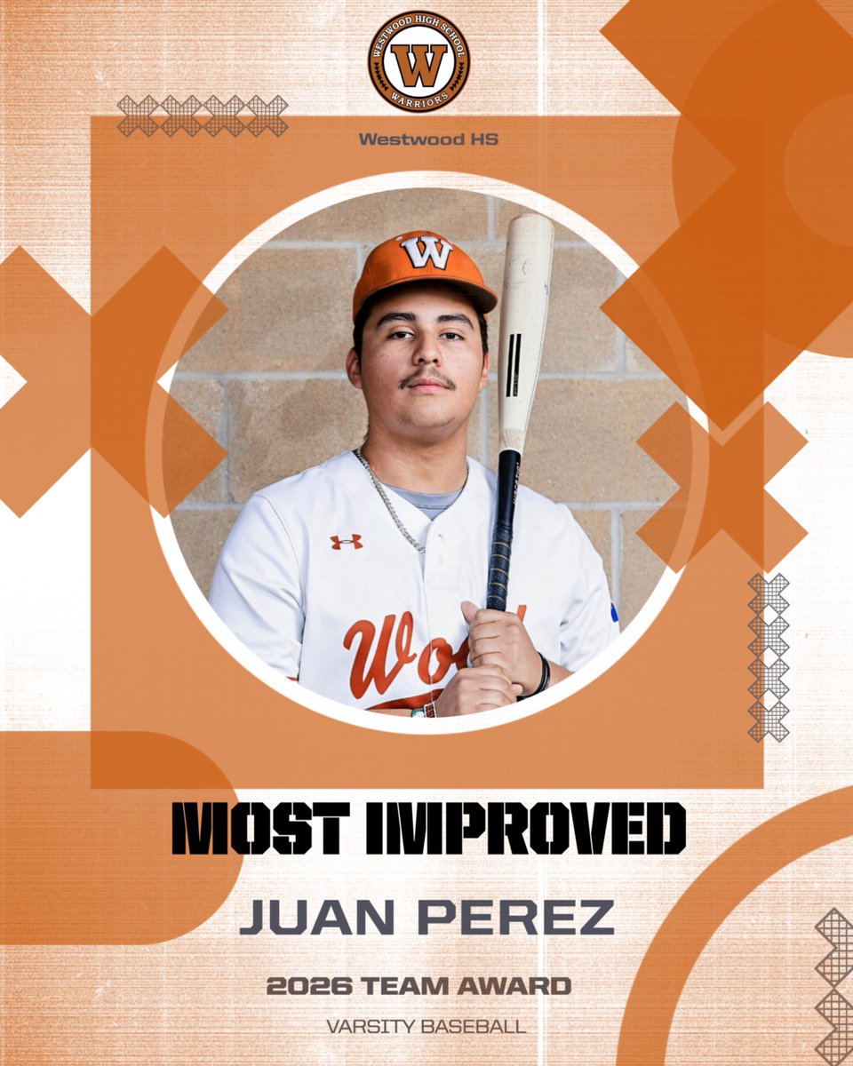 WWoodBaseball's tweet photo. Congratulations to @JuanPerez32_ , our 2026 Varsity Most Improved Player!
Juan showed tremendous growth and commitment all season long.
Proud of you, Juan!
#WestwoodBaseball #WarriorPride https://t.co/N4kWh3lqaX