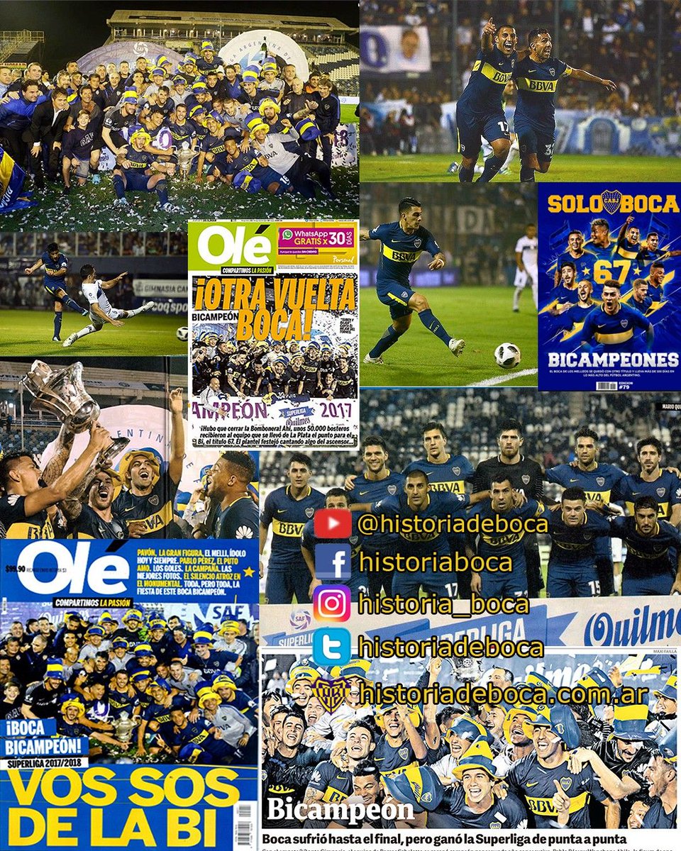 📅 #UnDiaComoHoy 09/05/2018
¡𝐁𝐎𝐂𝐀 𝐁𝐈𝐂𝐀𝐌𝐏𝐄𝐎́𝐍! 💙💛💙
🏆 Empate 2-2 ante Gimnasia en La Plata para ganar la Superliga 
🌟 ¡10° Bicampeonato en nuestra historia!
⚽ Goles: Pablo Pérez y "Wanchope" Ábila
💭 ¿Qué recordás de aquel equipo?