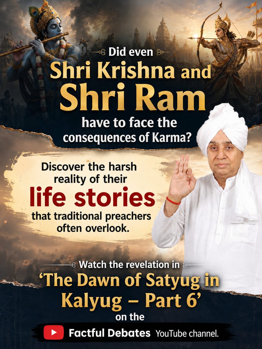 #कलयुगमेंसतयुगकीशुरुआत_भाग6
 Were Shri Krishna and Shri Ram also bound by karma?
Learn the bitter truths from their lives that no storyteller reveals.
Watch “Kalyug Mein Satyug Ki Shuruaat — Part 6” on the Factful Debates YouTube channel.
 Visit Factful Debates YT