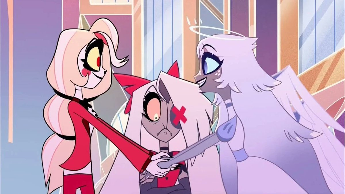 LuckDragonPuppy's tweet photo. Really hoping Char-mily will happen , would rather see two cupcakes together then a cupcake and a lemon.

All for Charlie/Emily ship , can't stand Vaggie at all. https://t.co/qZbXrtqDNk