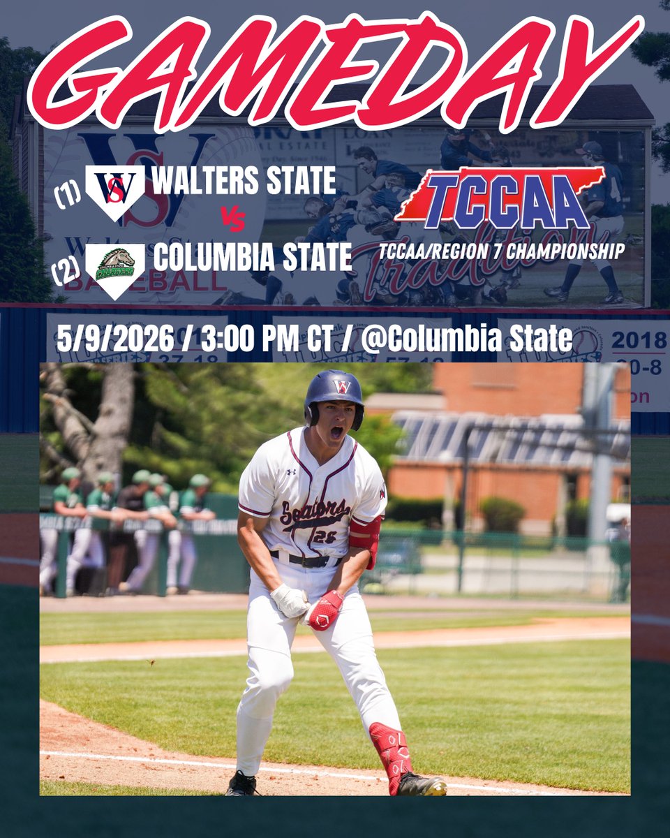 WaltersStSports's tweet photo. .@WSCCbaseball takes on Columbia State in the TCCAA/Region 7 Championship today! 

The Senators need two wins to take home the title, with game one starting at 3 pm CT. 

WATCH: https://t.co/ZgKZCRBFKY

LIVE STATS: https://t.co/QrvMGH6q88 https://t.co/ODG5d0IKlz