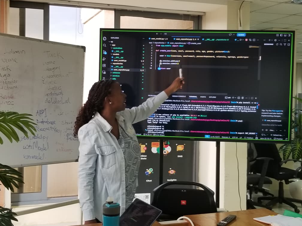 Itsasio's tweet photo. PyLadies Kampala Meetup.
 Great talk on Authentication &amp; Security by @3Nakajugo .Big thanks to everyone who showed up!

#PyLadiesKampala #Python #WomenInTech https://t.co/aGbYvv4lee