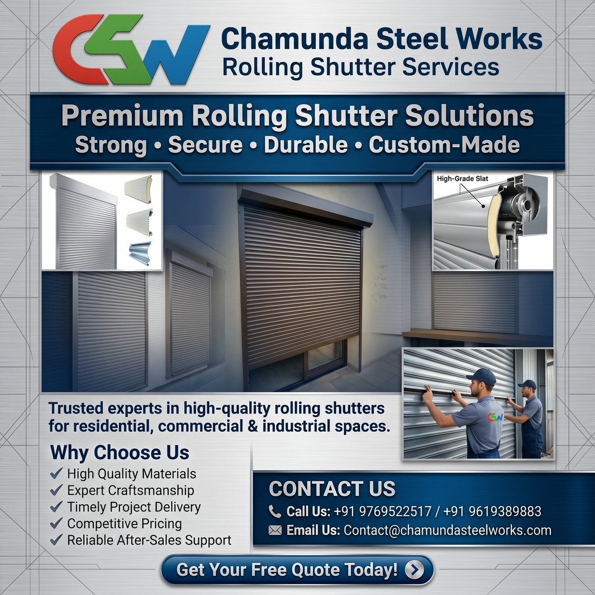 chamundasworks's tweet photo. 🔒 Premium Rolling Shutter Solutions by Chamunda Steel Works

Trusted rolling shutter experts for residential, commercial &amp; industrial spaces.

📞 +91 9769522517 / +91 9619389883
📧 Contact@chamundasteelworks.com
Get Your Free Quote Today!
#RollingShutter #ChamundaSteelWorks https://t.co/IsUYypcqFm