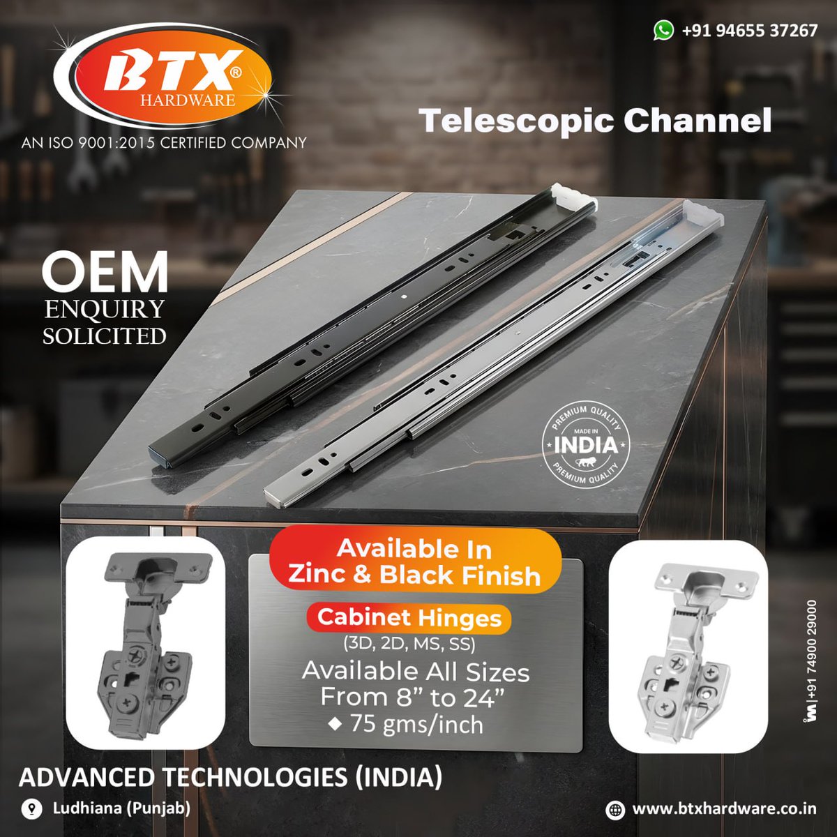 ibais_hardware's tweet photo. ADVANCED TECHNOLOGIES INDIA - LUDHIANA
Mr. Adhish Uppal : +919465537267
https://t.co/y1FDgFi4xH
.
#TelescopicChannel #AutoHinges #CabinetHinges #DrawerSlides #HardwareFittings #KitchenHardware #FurnitureFittings #ArchitecturalHardware #BTXHardware
.
@ibais_hardware https://t.co/E04BSDHgkC