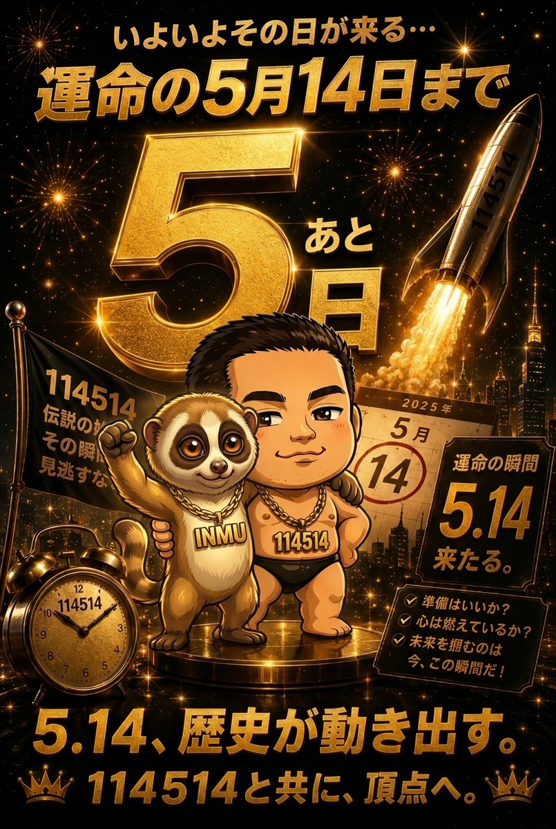 inmucoin's tweet photo. 5月14日に$INMU主催
「114514祭り」を開催します。

$INMUは日本の野獣先輩のビデオ「真夏の夜の淫夢」に登場する猿をモチーフにしたSolana上のミームコインです。
ただのミームコインではなく、以下の3つの柱で活動しています。

1️⃣ 動物保護活動（毎週金曜日寄付）
2️⃣ 雇用創出（TAINME）
3️⃣ コミュニティ構築（公式Discord「Brand」）

これまでの主な実績：
・ホルダー約3000名
・寄付総額3700$
・SNS総フォロワー5000名超
・最大時価総額1.9M
・2026年1月ローンチから4ヶ月以上活発に活動
・複数取引所上場済み
・DEV売りなし、流動性ロック＆トークンBURN実施

114514祭りではさらに活動を加速させます。
乞うご期待

画像制作協力 @homohomo364364 
ETH114514コミュニティー様よりお借りしました。