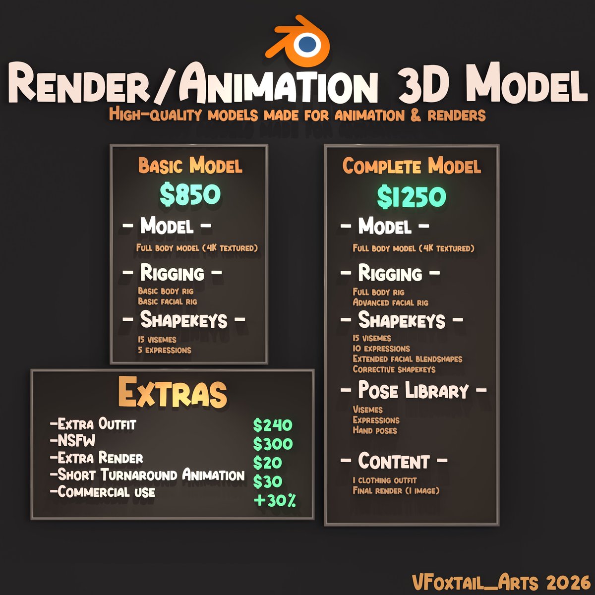 VFoxtail_Arts's tweet photo. I’m opening a slots for custom stylized 3D characters
• Animation &amp; render models
• VRChat avatars
 📩 me if you´re interested
More info on my carrd https://t.co/H1NjgEuZ6Q