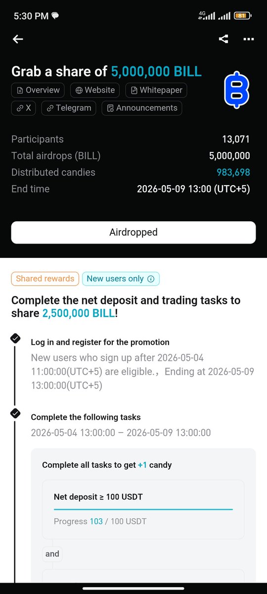MRashid83034's tweet photo. @bitget 
#bycott

Sc*m Exchange... It's my sister's fresh account I did trade give fees.

First showing airdroped then after half hour showing not eligible...

only looting people 🤬 https://t.co/nlw33D59uq