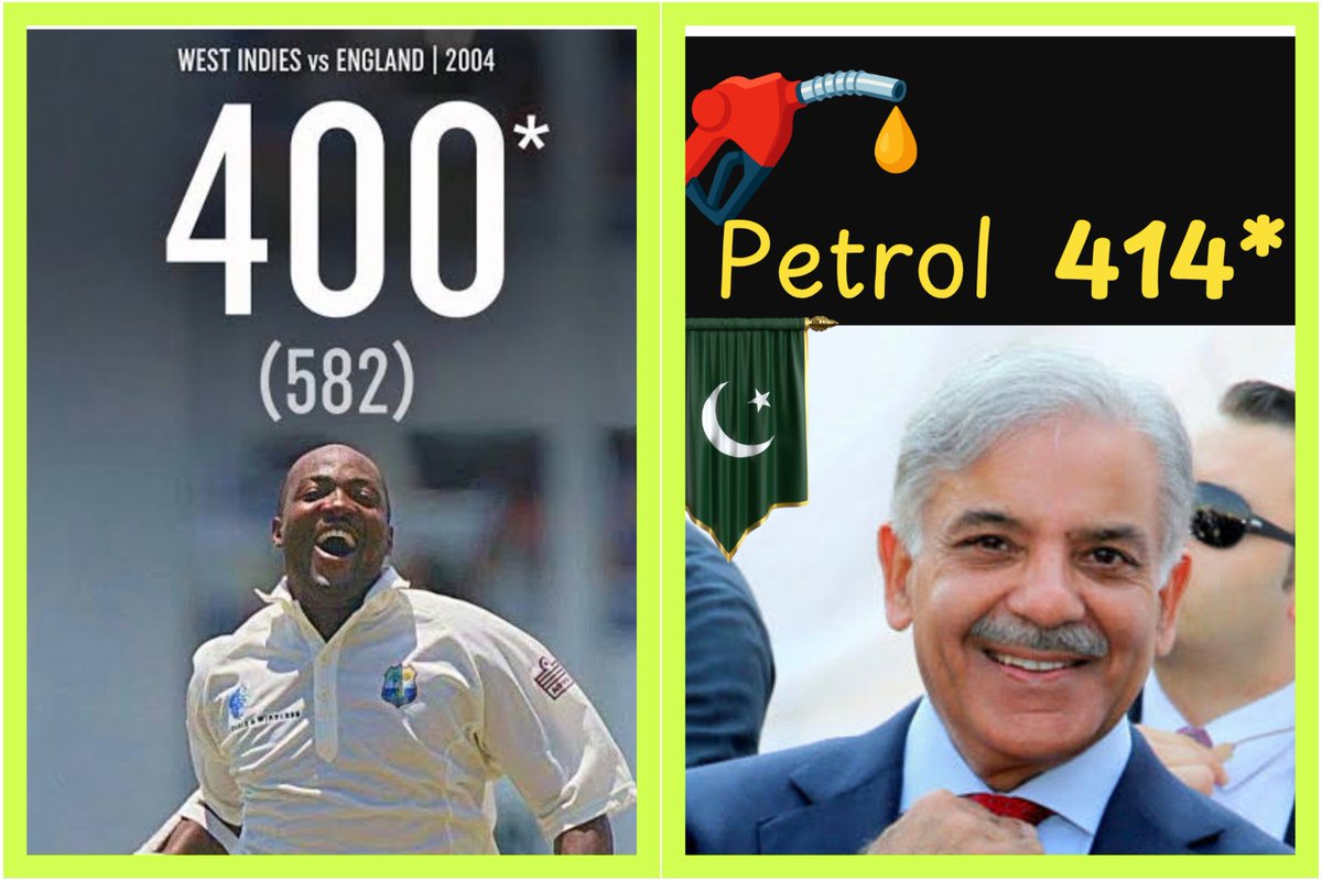 haris_321's tweet photo. Sir Shahbaz Sharif Officially Surpassed the record of Great Brian Lara...
Proud Moment for all Pakistanis ❤️
Congratulations to all Pakistanis ✌️🙌 
#BleedGreen 🇵🇰 
#Fuelprices https://t.co/Sbsufvddmz
