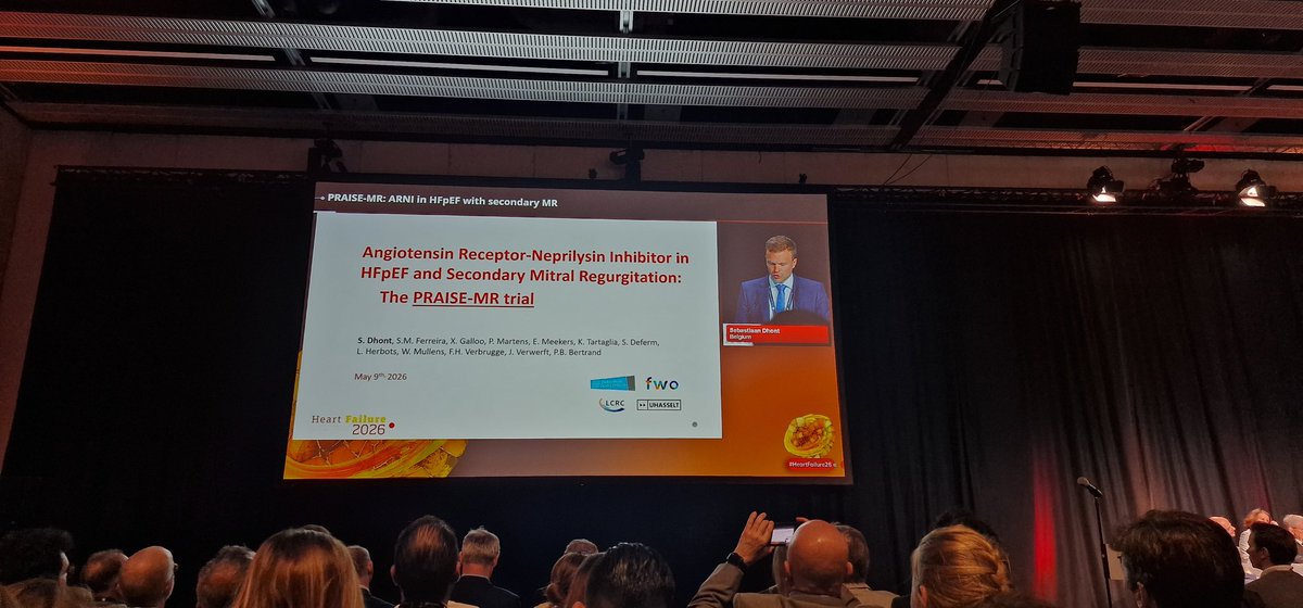 BWGHF's tweet photo. #BreakingNews PRAISE-MR trial (@S_Dhont 🇧🇪)
First RCT in atrial functional MR (#AFMR) with #HFpEF
Could AFMR be a treatable condition? 
#HeartFailure
#HeartFailure26
1/3 thread @WilfriedMullens @HFA_President https://t.co/QlVs2luqqr