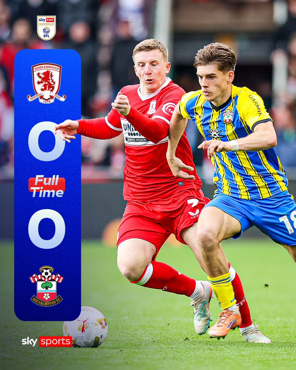 FULL-TIME: It's all to play for heading into the Championship play-off semi-final second leg between Middlesbrough and Southampton after the first leg at the Riverside ended 0-0 👀