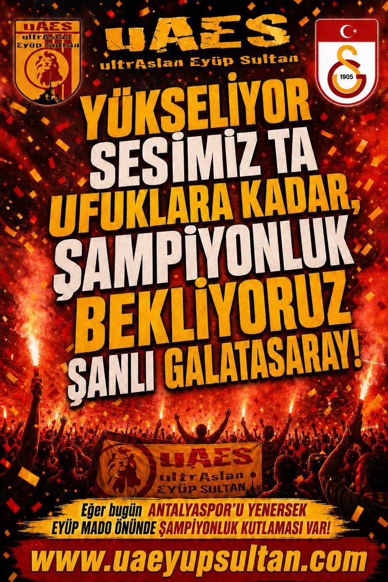 uAES1994's tweet photo. ŞAMPİYONLUK BEKLİYORUZ ŞANLI #GALATASARAY! 🔥

#ultrAslanEyüpSultan #uAES https://t.co/rfwe88rITK