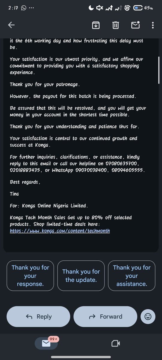 XenoDaniel's tweet photo. I withdrew money from my konga wallet into my account since last month and @ShopKonga @kongacare told me it'll take 3-5 business days. It's been almost 2 weeks now and they've yet to credit my account 
Even after sending them mails they still haven't disbursed the money https://t.co/9GtBeLjJOd