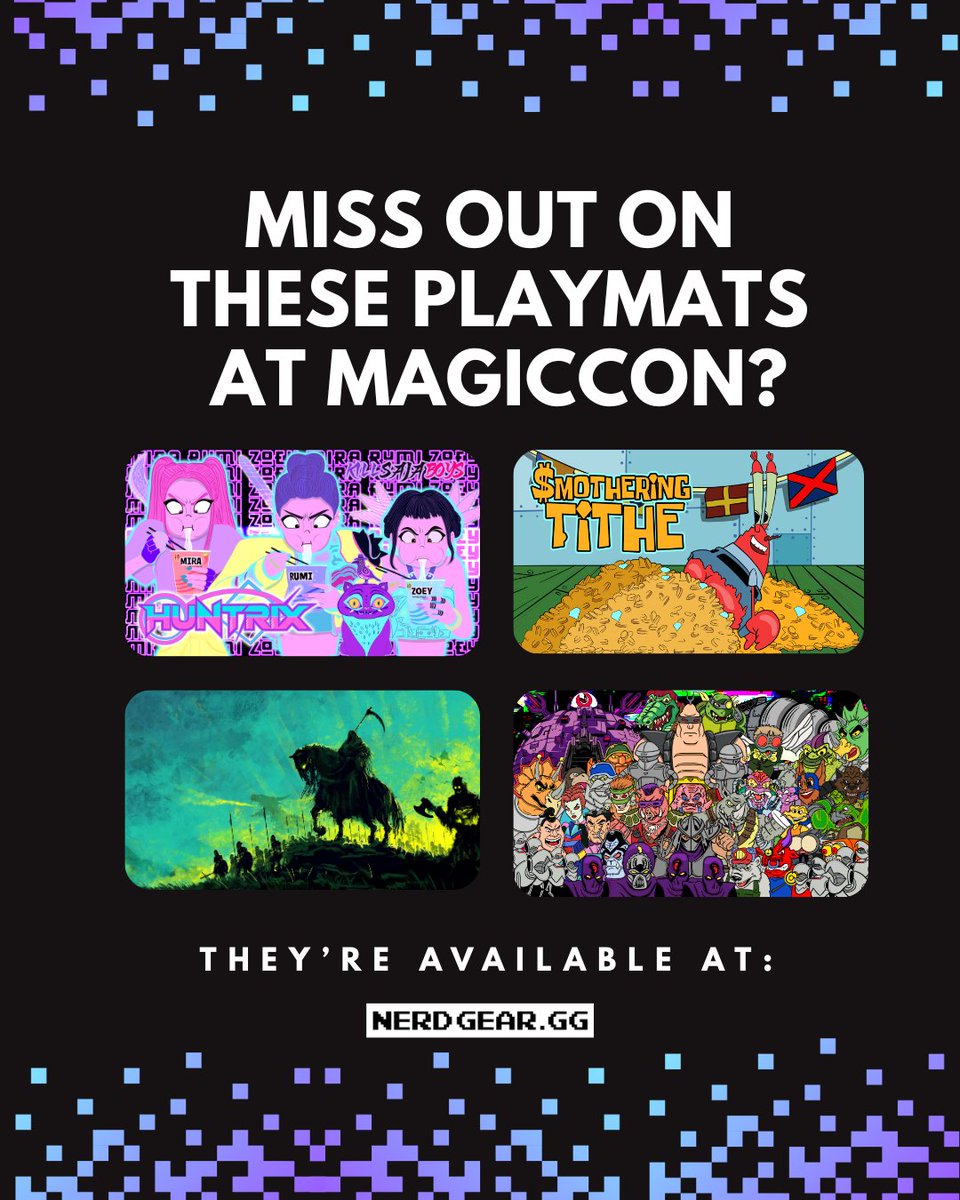nerdgeargaming's tweet photo. Our playmats flew off the shelves last weekend at MagicCon!

If you missed out at the booth, we still have most designs available online. Grab yours at the link below:

Shop here: https://t.co/d4gTtzQnUJ 

#magiccon #mcvegas26 #mtg #nerdgear #tcg #playmats https://t.co/nzrtR6jhsY