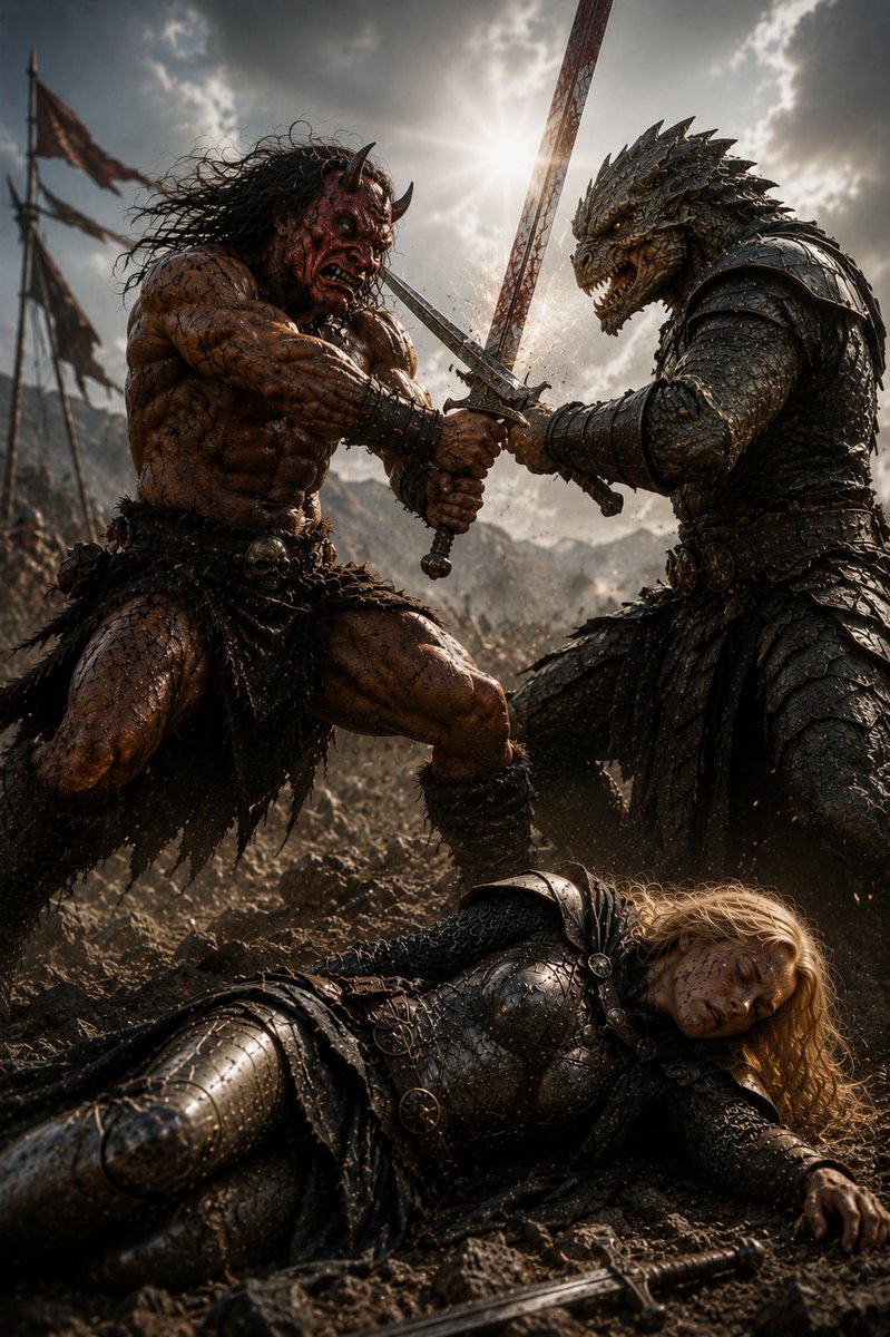 Barbarian and Dragon Knight Battlefield Duel