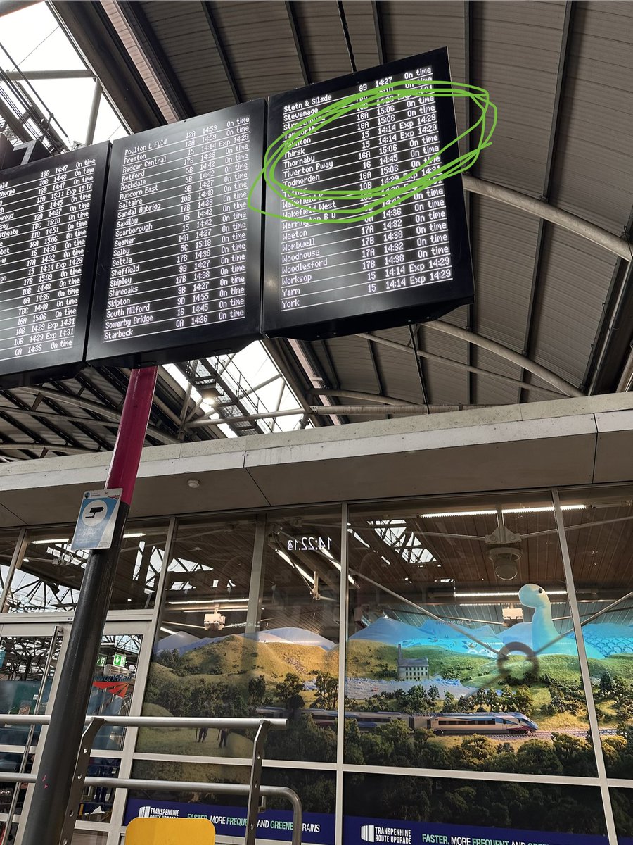There we are …..15 mins late and the minutes keep getting added on 🙄<a href="/TPExpressTrains/">TransPennine Express</a> What a shocking service this is on our ONE train an hour …