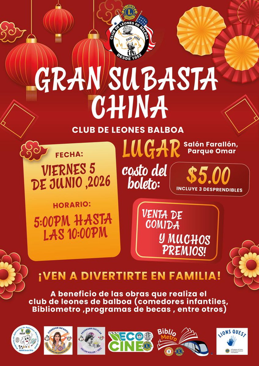 CLdeBalboa's tweet photo. Acompáñanos a celebrar nuestro 74 aniversario, recaudando los fondos que permiten hacer realidad nuestros proyectos de legado: Comedor Infantil, BiblioMetro, Ecocine, PASOS+, Becas Helen Keller, #lionsquest y  +más!
Atractivos premios, mucha diversión y la oportunidad de ayudar! https://t.co/lGO9fSIKBG