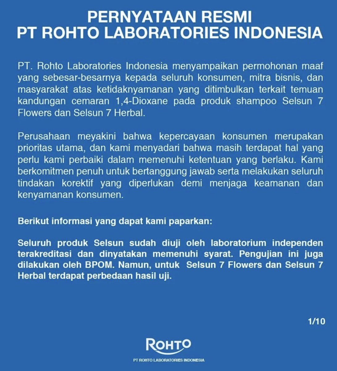 kaelrix's tweet photo. Coba cek shampoo rumah kalian, ada yang make Selsun yang ini ga??⤵️
https://t.co/Y7VDtRX9I7

Untuk varian yg lain masih aman2 aja ya, paling suka baunya yang biru ini, best bgt!
https://t.co/268FuBRrzw

Pihak ROHTO juga udah klarif serta minta maaf: https://t.co/fhqtAf26Y2