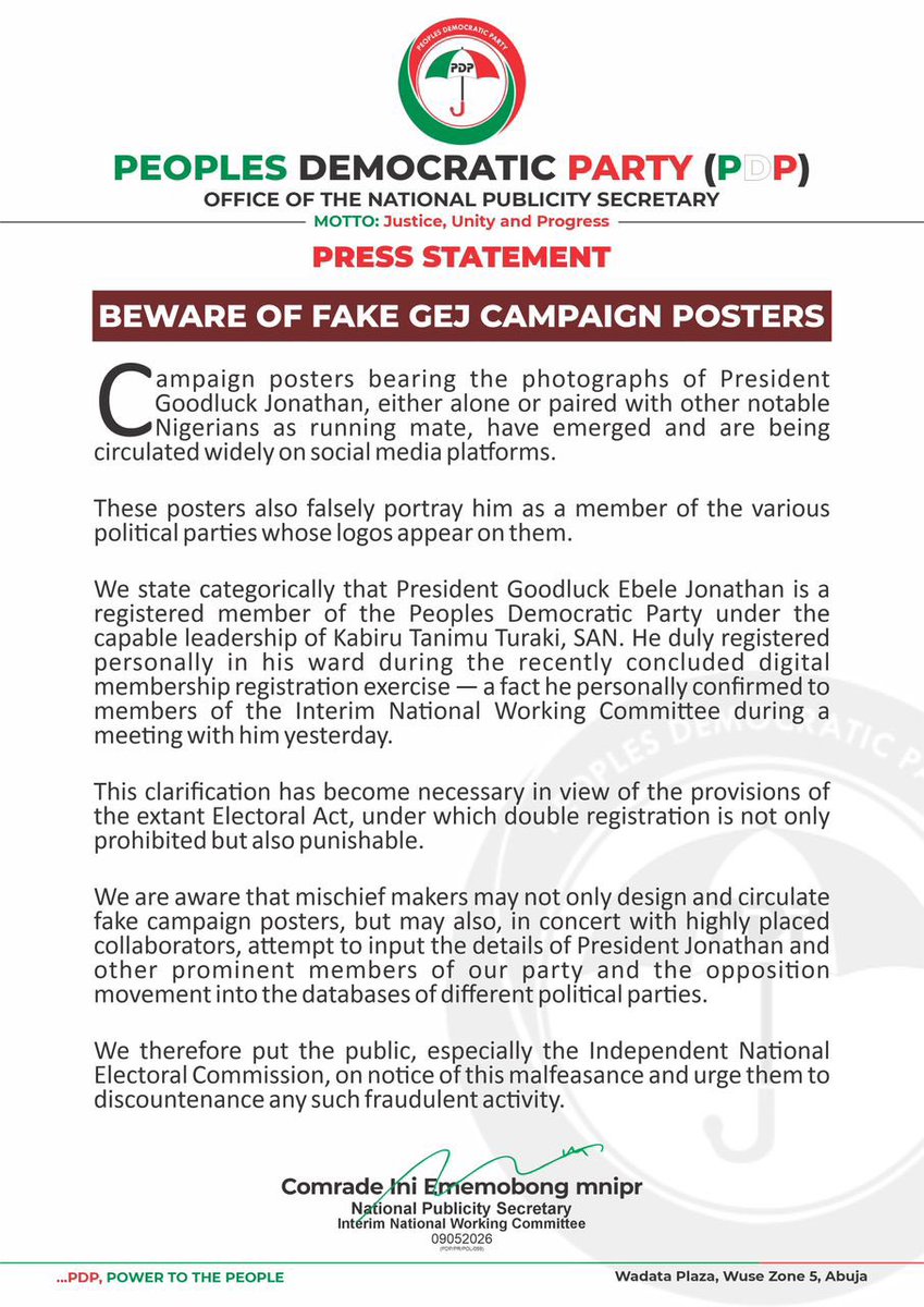 Official PDP Nigeria tweet media
