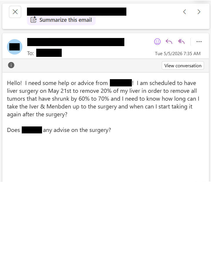 NEW ARTICLE: IVERMECTIN and MEBENDAZOLE Testimonial - 49 year old Florida woman with Stage 4 Colon Cancer metastatic to liver and lymph nodes reports after 4 months: Tumors shrunk up to 70% and going for surgery!

The Ivermectin Cancer Revolution is quietly unfolding in Florida