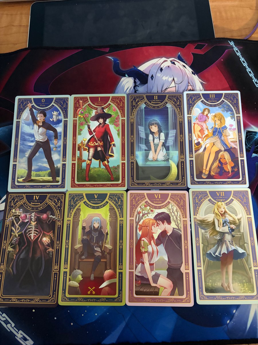 EastCoastMikeP's tweet photo. @Tetel_flow Here’s a set of tarot cards which feature characters from isekai anime! #TellTetel https://t.co/bAxx3zfW1L