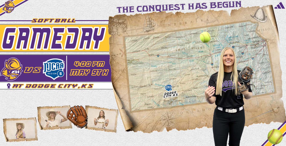 GoConqs's tweet photo. 🥎Gameday | #GoConqs
@GoConqsSB set for winners bracket final as Region 6 Tournament continues
🗒️Region 6 Tournament - Day 2
🆚Hutchinson
🕒4:00pm
📍Dodge City, KS
💻Watch: https://t.co/46U9jWOJdp ($$)
📱KJCCC Sports Network App
#BurnTheBoats #WeCONQuer https://t.co/nBcxtr569u