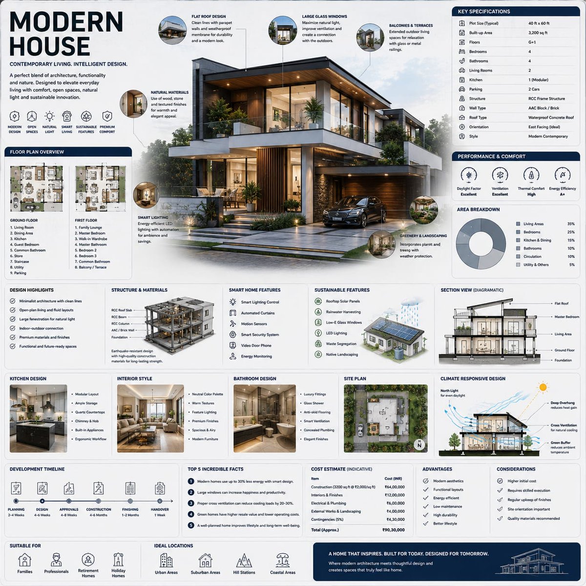 Modern House infographics created using GPT Image 2 on ChatGPT 

Prompt;

Create a premium square “reference-style architectural infographic” centered around a luxurious {HOUSE_STYLE} modern house, designed as a beautifully curated architecture handbook page rather than a