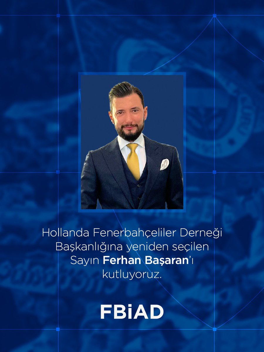 fbiadorg's tweet photo. FBİAD olarak, Hollanda Fenerbahçeliler Derneğine yeniden başkanlığa seçilen, kurucu üyemiz Sayın Ferhan Başaran’ı tebrik ediyoruz.

Kendisine ve yönetim kuruluna yeni dönemde başarılar diliyor; Fenerbahçe’nin birlik, dayanışma ve aidiyet ruhunu yurt dışında da güçlü bir şekilde temsil etmeye devam edeceklerine inanıyoruz.

#FBİAD #Fenerbahçe #birliktegüçlüyüz