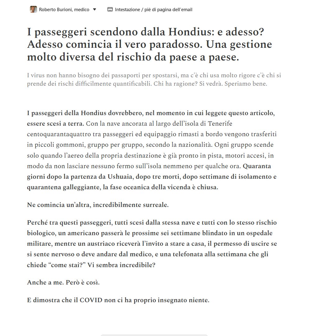 ### AGGIORNAMENTO HANTAVIRUS ### Anteprima substack, articolo in uscita domani mattina alle 7. 

Domani mattina i passeggeri della nave scenderanno a terra. E accadrà l'incredbile.  Il COVID non ci ha insegnato niente. Link in bio.