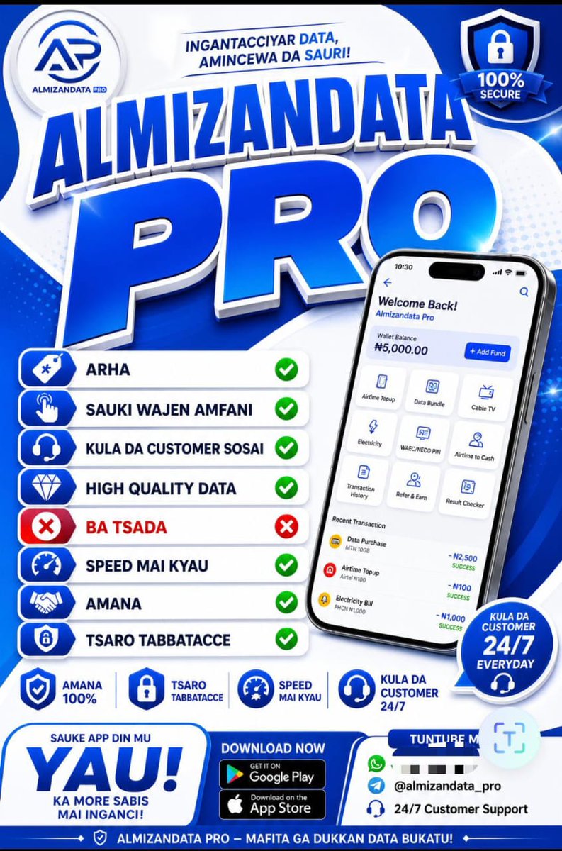 Abdulhadi021's tweet photo. Har yanzu dai kamfanin ku yana cigaba da neman alfarmar ku, da neman a cigaba da yin solidarity wa Almizaan Data. Ayi mana wannan alfarmar a duk lokacin da za'a sayi Data, airtime ko utility bills payments.

Muna jin dadin yadda kuke amfani da Application din dare da rana. Muna fatan Apps din ya zama kan wayar ku a koda yaushe.

https://t.co/HXm8eFDzxa

Muna godiya sosai.