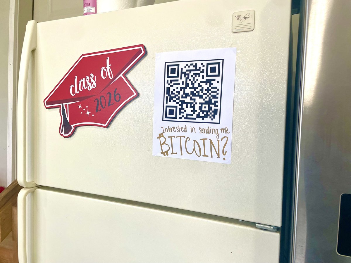MizHodl's tweet photo. Iβm accepting Bitcoin donations at my grad party today!
I wonder if Iβll get any sats π₯Ήπ
Feel free to send some sound money my way ;)
#BitcoinGrad #ClassOf2026 #SendBTC #GradParty #bitcoin https://t.co/6TP4bQlW2j
