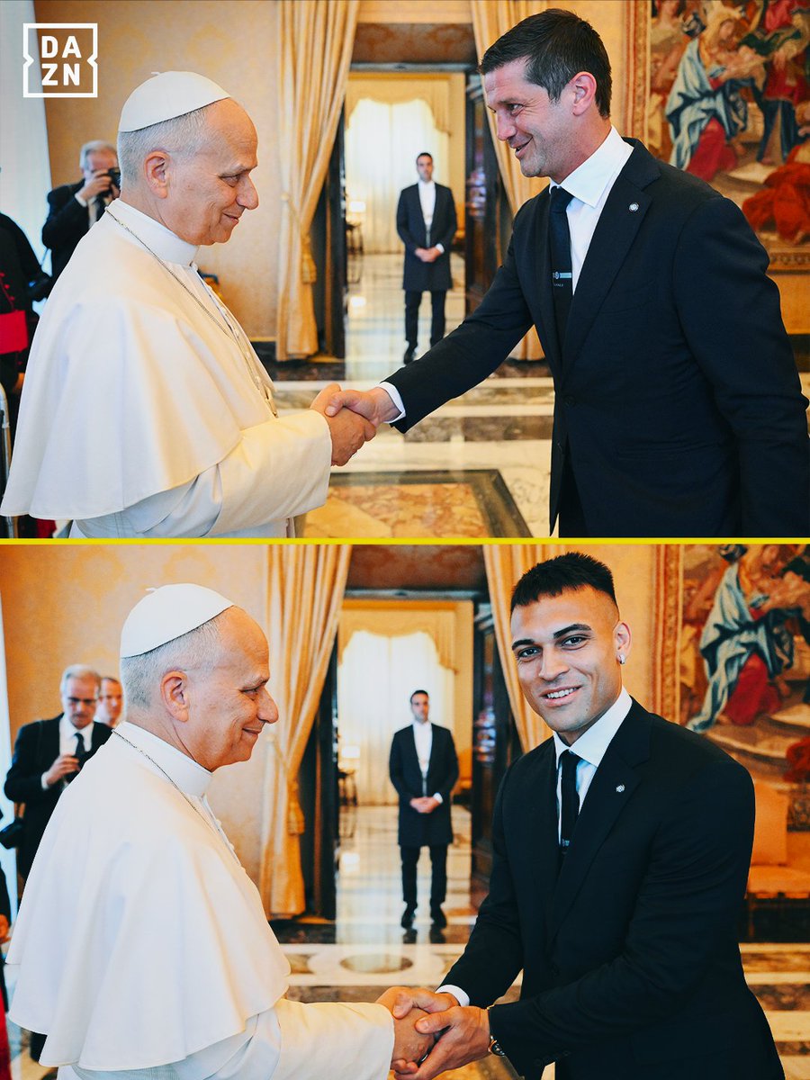 DAZN_IT's tweet photo. In occasione della sfida contro la Lazio, l’Inter Campione d’Italia ha fatto visita a Papa Leone XIV ⛪️
"𝑆𝑖𝑒𝑡𝑒 𝑔𝑙𝑖 𝑒𝑟𝑜𝑖 𝑑𝑖 𝑡𝑎𝑛𝑡𝑖 𝑔𝑖𝑜𝑣𝑎𝑛𝑖, 𝑒̀ 𝑢𝑛𝑎 𝑟𝑒𝑠𝑝𝑜𝑛𝑠𝑎𝑏𝑖𝑙𝑖𝑡𝑎̀” il messaggio del Pontefice ai nerazzurri 🫂

#DAZN https://t.co/VanOjJcmiB