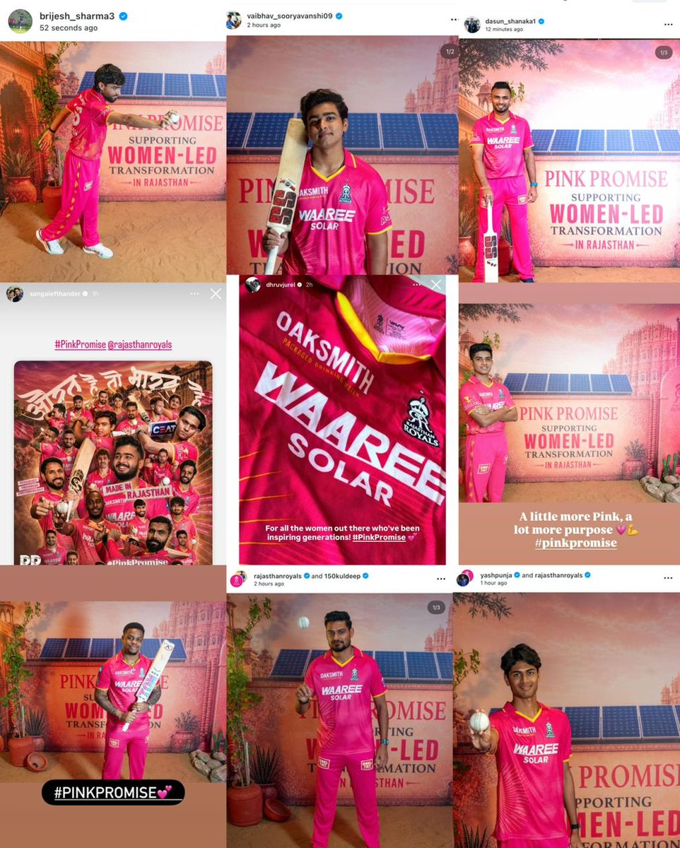 CricCrazyJohns's tweet photo. All RR players made their #PinkPromise 🩷 ✅ https://t.co/VG84Rmr3E5
