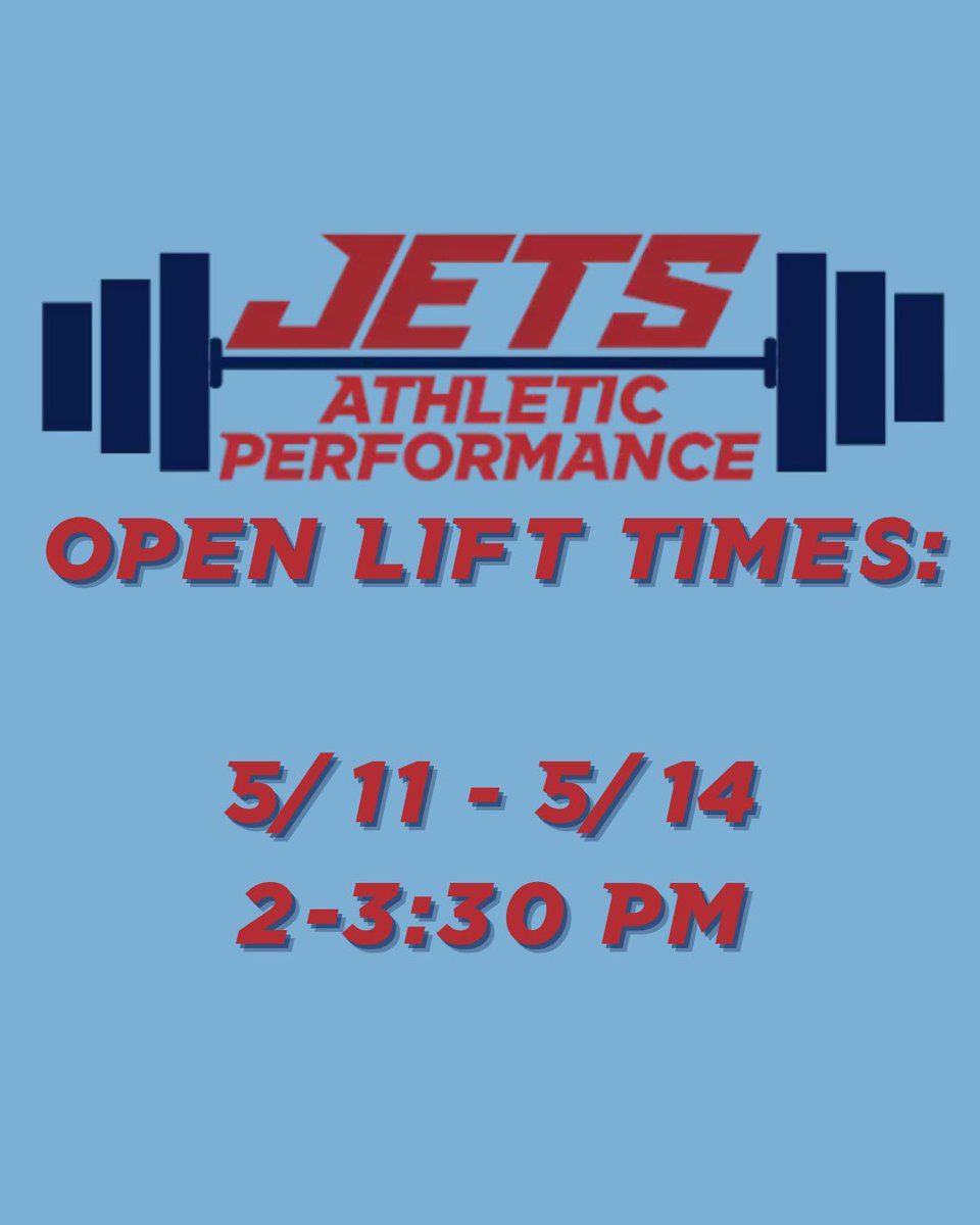 NewmanJetsAP's tweet photo. Finals week open lift times: 5/4–5/7, 2–3:30 PM.

#JetPower ✈️ https://t.co/g0OprF5RLf