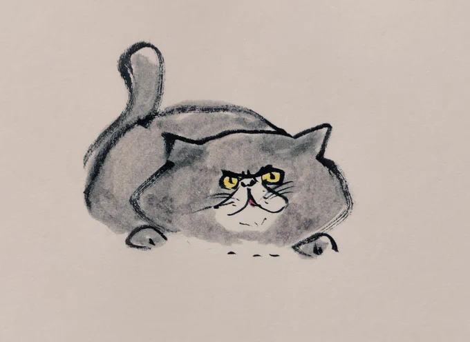 少し前に描いたネコの絵。 可愛く描けないが、お気に入り。