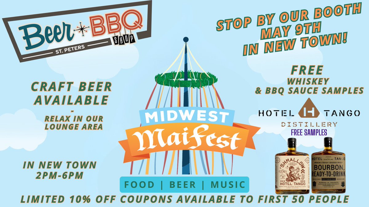 BeerBBQShop's tweet photo. Come out to New Town today from 2-6pm.  Get your wristband and sample everything there is to offer from beer to wine and everything in between.  
Stop by our booth, hang out in our Lounge Area &amp; grab a few Cold Ones!
@MidwestMaifest https://t.co/oKmAncOXh5
