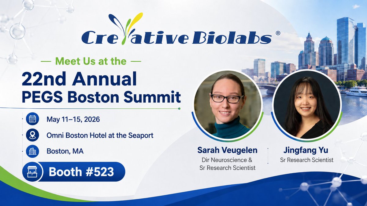 creativebiolabs's tweet photo. #PEGSummit Boston 2026 starts tomorrow!
Creative Biolabs is ready to connect with the biologics community from May 11–15.
Let’s discuss protein &amp; antibody engineering, ADCs, multispecifics, AI/ML-driven biologics design, and more.
📍 Booth #523
https://t.co/Uzda7FT6Jz https://t.co/gSZn8PePty