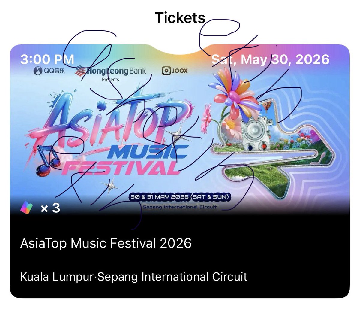 help rt
wts 3 day 1 standard tickets
np 306 with tax can nego price
rts: apps glitched so accidentally bought wrong date

just pm me any price, will try consider
pls sumpah demi allah bukan scammer 😭
#AsiaTopMusicFestival