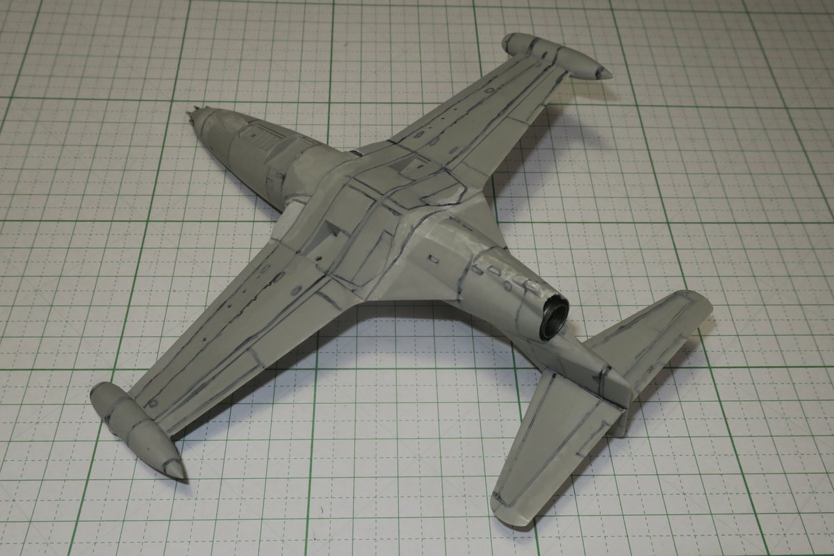 hasegawa 1/72 #grumman #F9F-2 #Panther （その5）パネルラインに黒を