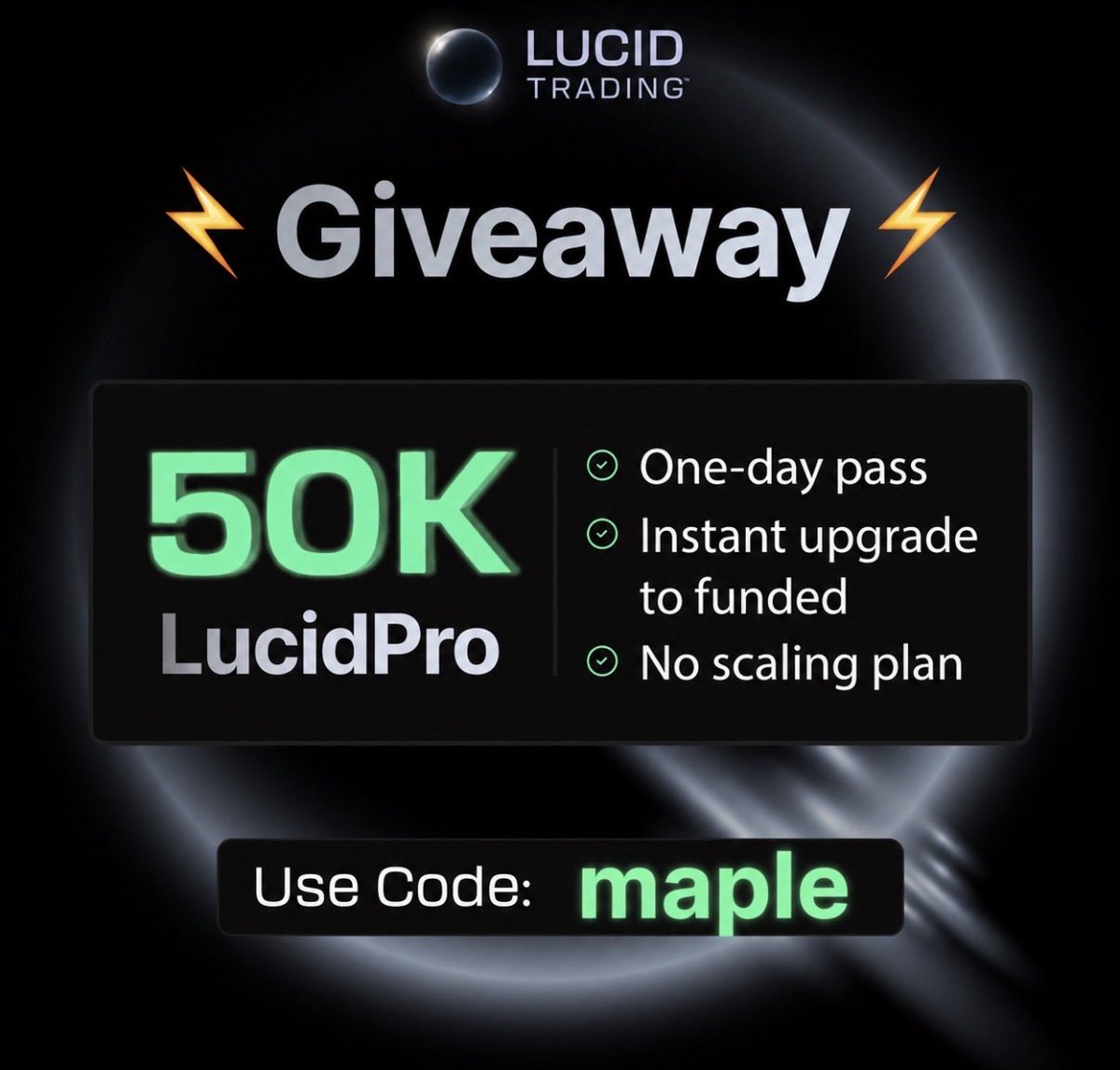 🚨Lucid Trading eval giveaway! 🚨

How to enter:

-LIKE

-FOLLOW

-Tag 3 friends!

Make sure you are following me and <a href="/TradingLucid/">Lucid Trading</a>, I will be checking!