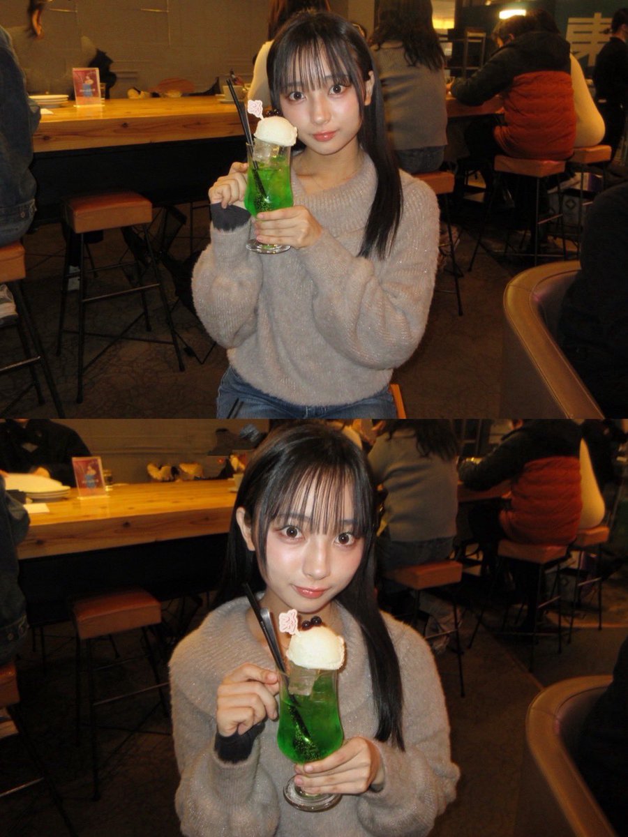Y*読様 NMB48 田中れい リミスタ 郵送 チェキ 2月1日 パシフィコ横浜 炭酸飲めないけど、背伸びしちゃった(◜ᴗ◝ )🍨💚