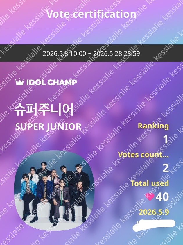 Dropped my daily votes. We need teamwork to bring the trophy home for our SuJu. Please 🥹🙏

They always do their best to give us amazing performances, songs, and contents. Now it’s our turn to return the favor💙

#15thSMAtrophy4SuJu