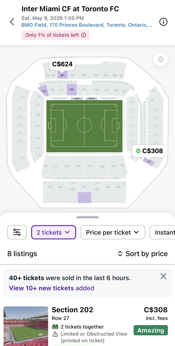 TFCFanboy420's tweet photo. 🎟️🏟️⚽️🧣👚 This thing is sold out!! I have been watching tickets all week long on Ticketmaster &amp; StubHub. Only 8 pairs left at 10AM. #MessiToronto #Messi #Toronto #TFCLive #TFC #BMOField #Ticketmaster #StubHub #InterMiamiCF #TorontoFC #Miami #Tickets https://t.co/OIcyskvIs0