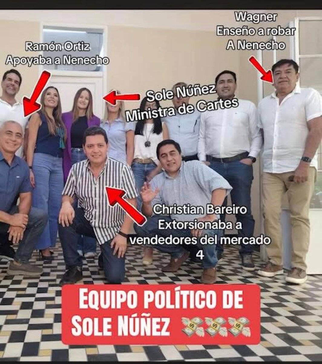 La farsa llega al colmo. Sole funge de opositora mientras todo su equipo es parte de los negociados. Allí está  la foto de ese Equipo de mafiosos. Identifiquemoslos. No dejemos de ver que Sole esta en el centro y se propone seguir cometiendo con ese Equipo todas las estafas